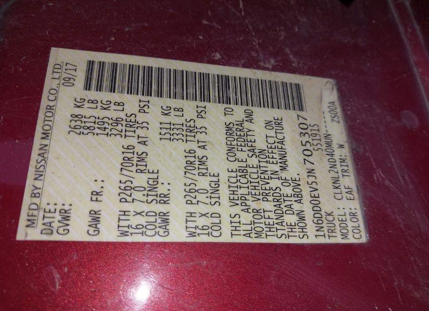 Photo 9 of 2018 Nissan Frontier SV (VIN 1N6DD0EV5JN705307)