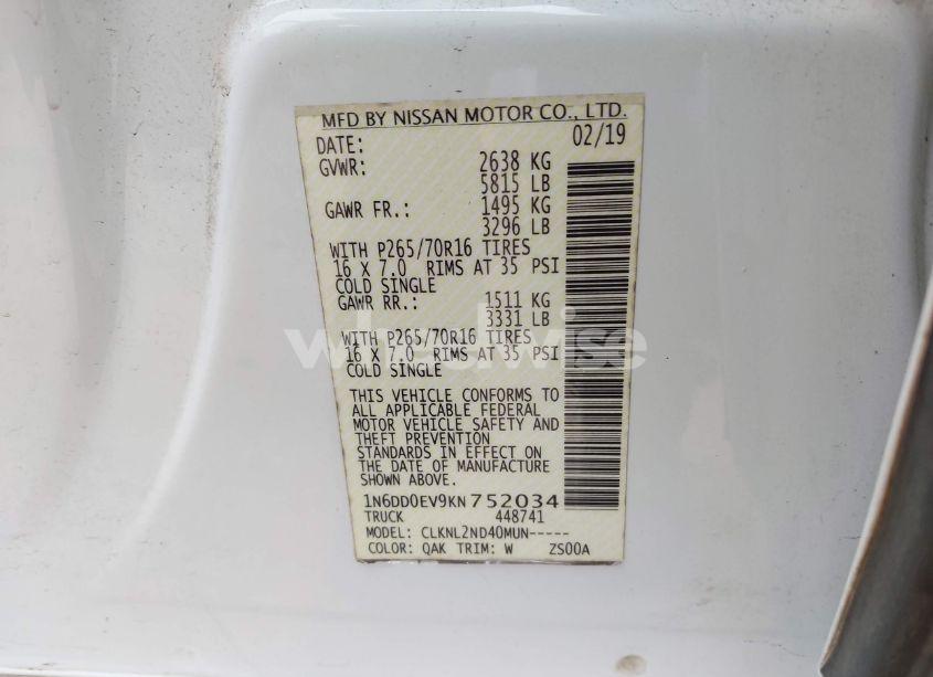 Photo 9 of 2019 Nissan Frontier SV (VIN 1N6DD0EV9KN752034)