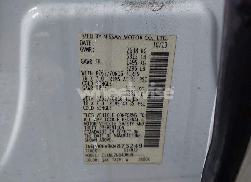 Photo 9 of 2019 Nissan Frontier SV (VIN 1N6DD0EV9KN875249)