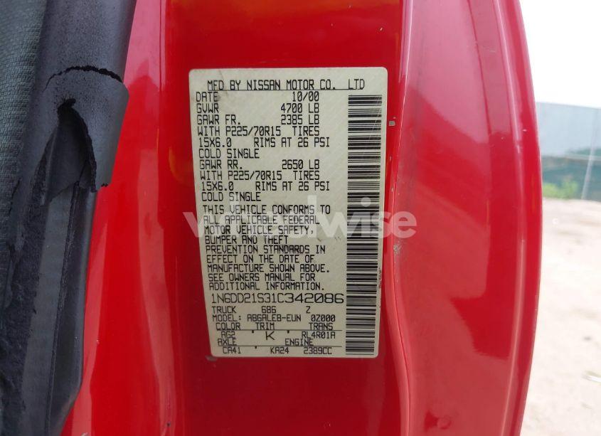 Photo 9 of 2001 Nissan Frontier XE (VIN 1N6DD21S31C342086)