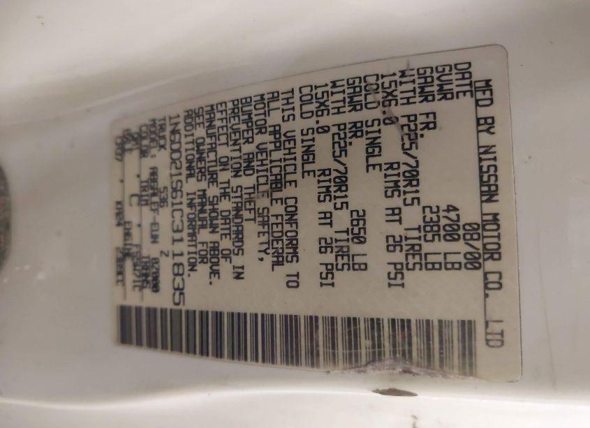 Photo 9 of 2001 Nissan Frontier XE (VIN 1N6DD21S61C311835)