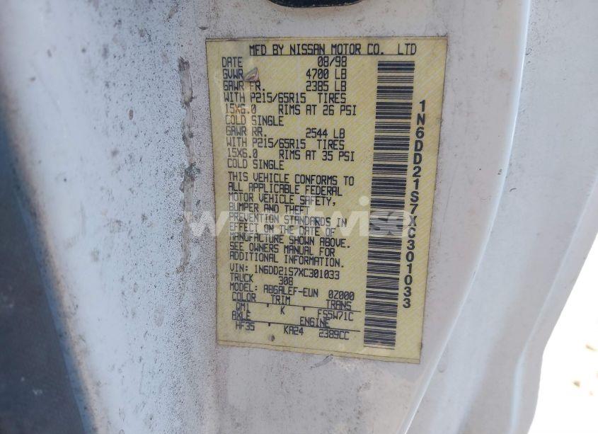 Photo 9 of 1999 Nissan Frontier XE (VIN 1N6DD21S7XC301033)