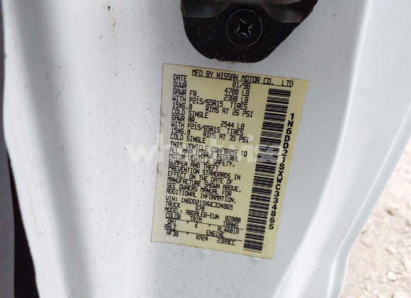 Photo 9 of 1998 Nissan Frontier STANDARD/XE (VIN 1N6DD21SXWC334865)