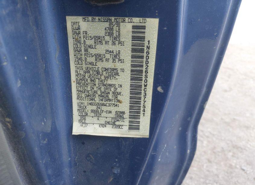 Photo 9 of 1998 Nissan Frontier SE/XE (VIN 1N6DD26S0WC377541)