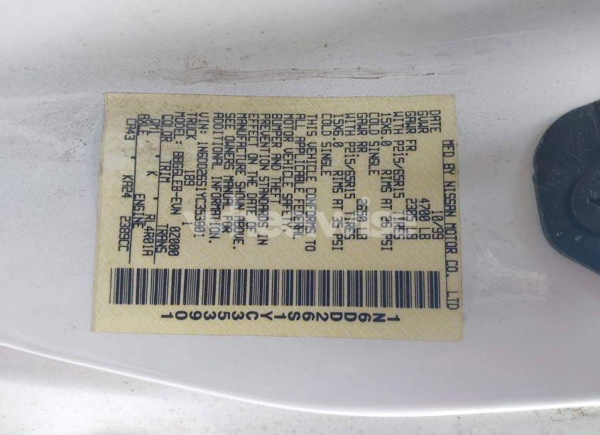 Photo 9 of 2000 Nissan Frontier XE (VIN 1N6DD26S1YC353901)