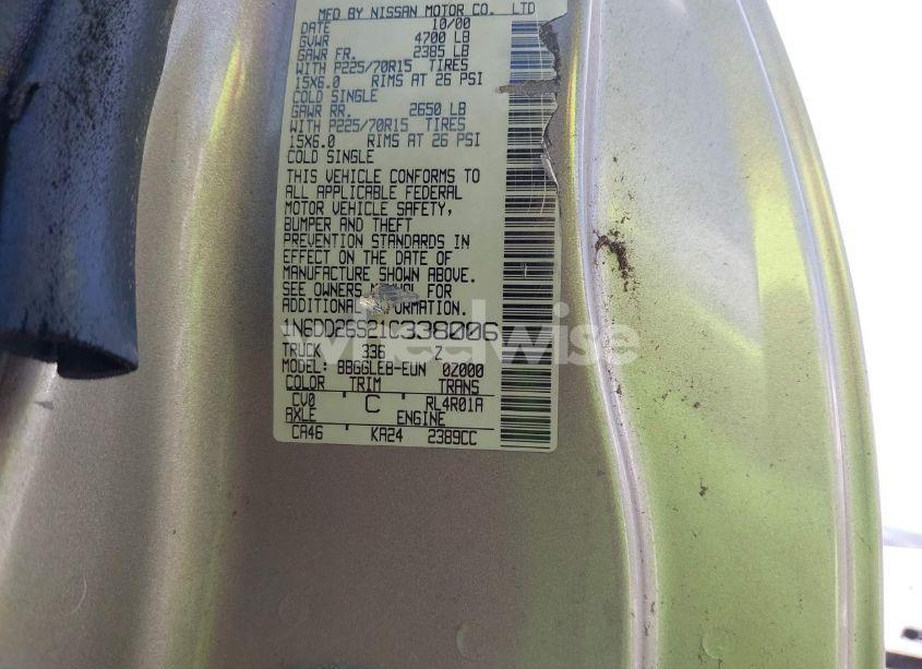 Photo 9 of 2001 Nissan Frontier XE (VIN 1N6DD26S21C338006)