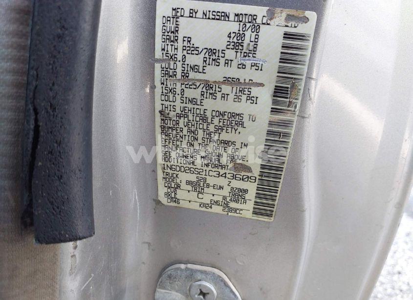 Photo 9 of 2001 Nissan Frontier XE (VIN 1N6DD26S21C343609)