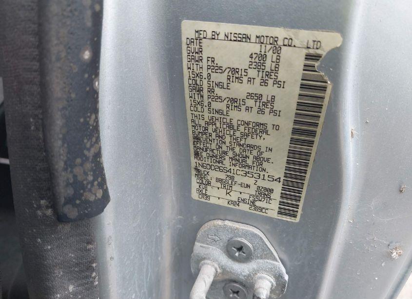 Photo 9 of 2001 Nissan Frontier XE (VIN 1N6DD26S41C353154)