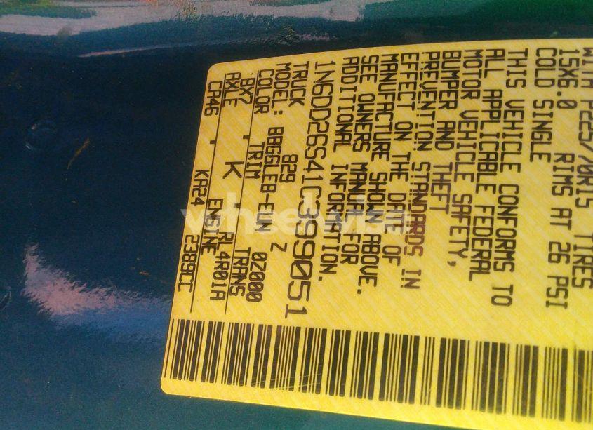 Photo 9 of 2001 Nissan Frontier XE (VIN 1N6DD26S41C399051)