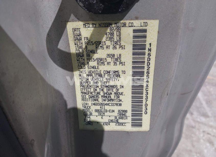 Photo 9 of 1999 Nissan Frontier 2WD SE/XE (VIN 1N6DD26S4XC337030)