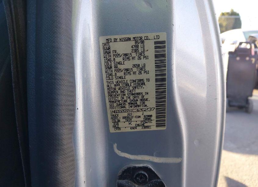 Photo 9 of 2001 Nissan Frontier XE (VIN 1N6DD26S51C326237)