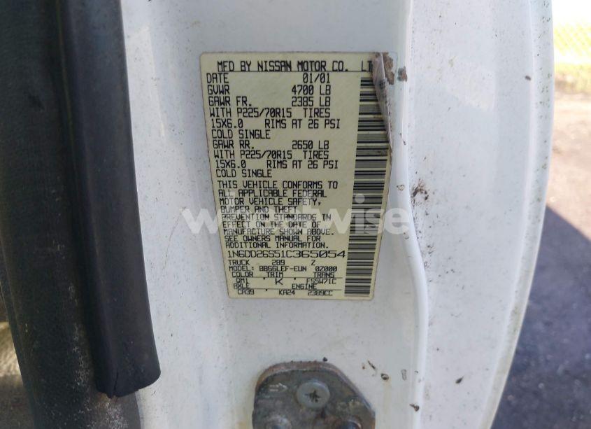 Photo 9 of 2001 Nissan Frontier XE (VIN 1N6DD26S51C365054)