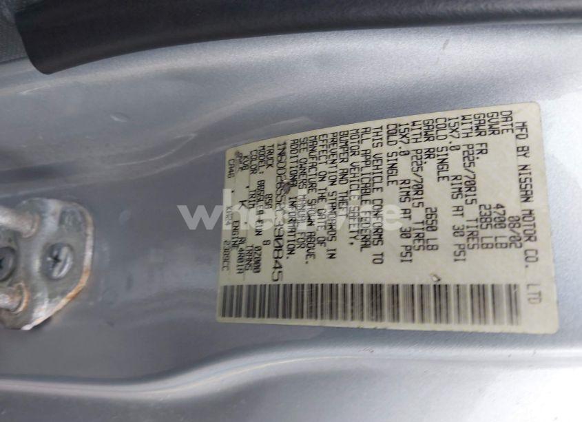 Photo 9 of 2002 Nissan Frontier XE (VIN 1N6DD26S52C390845)