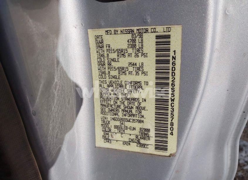 Photo 9 of 1998 Nissan Frontier SE/XE (VIN 1N6DD26S5WC357804)