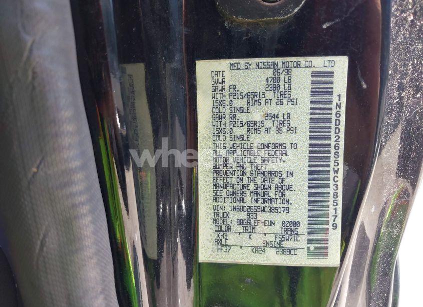 Photo 9 of 1998 Nissan Frontier SE/XE (VIN 1N6DD26S5WC385179)