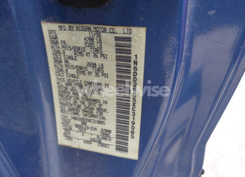 Photo 9 of 1999 Nissan Frontier SE/XE (VIN 1N6DD26S5XC319085)