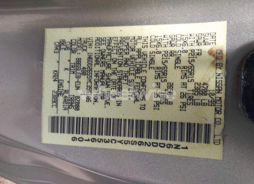 Photo 9 of 2000 Nissan Frontier XE (VIN 1N6DD26S5YC356106)