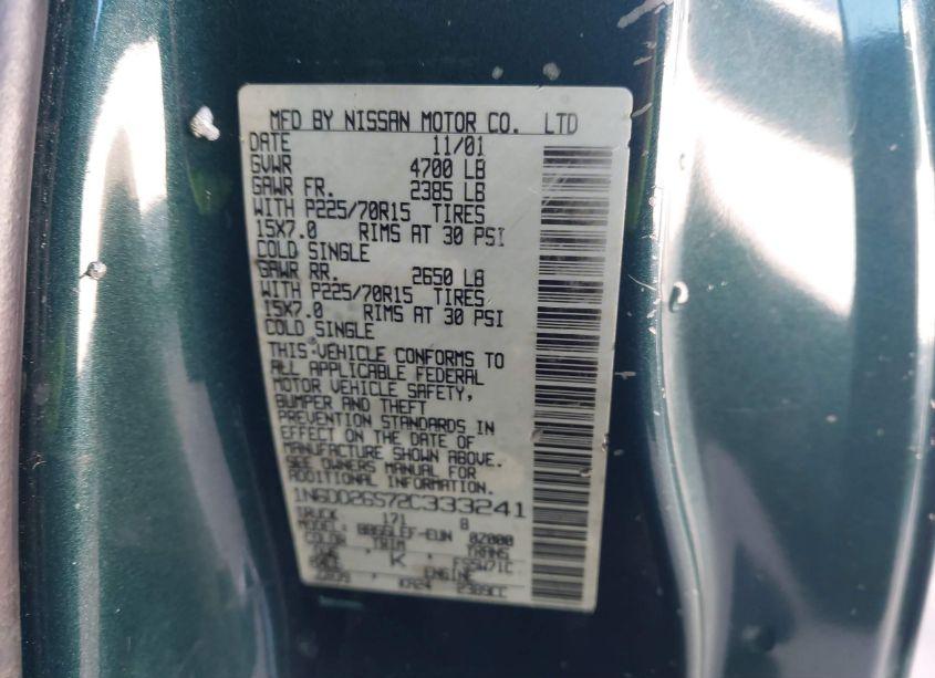 Photo 9 of 2002 Nissan Frontier 2WD XE (VIN 1N6DD26S72C333241)