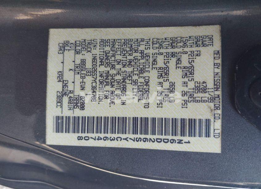 Photo 9 of 2000 Nissan Frontier XE (VIN 1N6DD26S7YC364708)