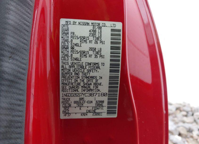 Photo 9 of 2000 Nissan Frontier XE (VIN 1N6DD26S7YC387180)