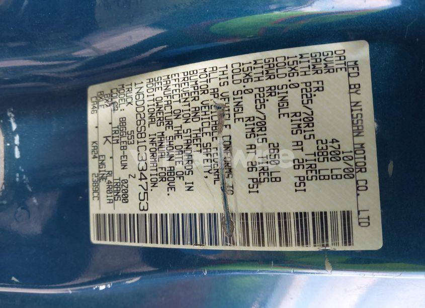 Photo 9 of 2001 Nissan Frontier XE (VIN 1N6DD26S81C334753)