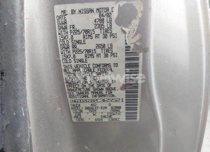 Photo 9 of 2002 Nissan Frontier XE (VIN 1N6DD26S82C365521)