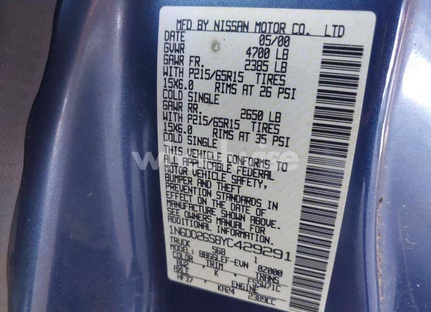 Photo 9 of 2000 Nissan Frontier XE (VIN 1N6DD26S8YC429291)