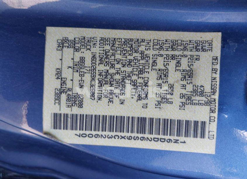 Photo 9 of 1999 Nissan Frontier 2WD SE/XE (VIN 1N6DD26S9XC326007)