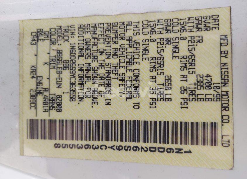 Photo 9 of 2000 Nissan Frontier XE (VIN 1N6DD26S9YC363558)