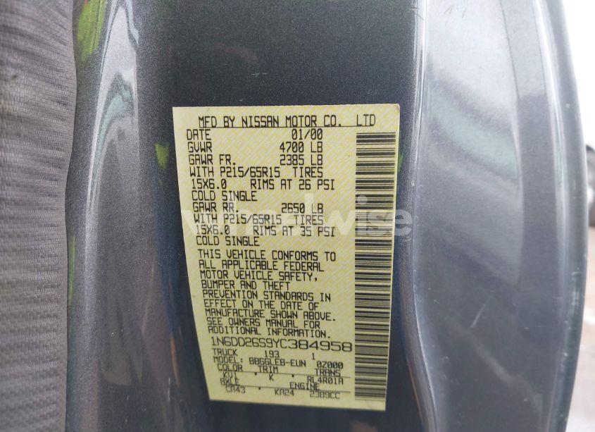 Photo 9 of 2000 Nissan Frontier XE (VIN 1N6DD26S9YC384958)