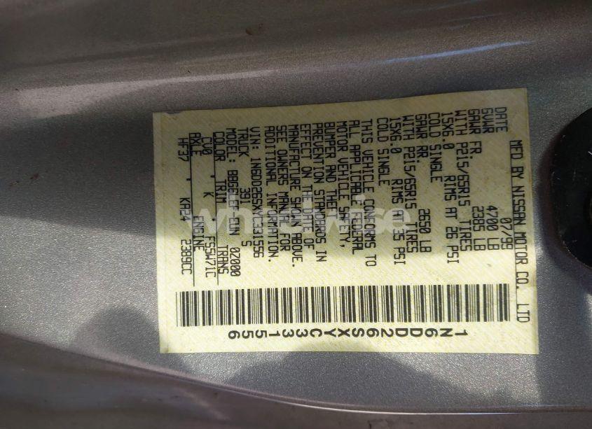 Photo 9 of 2000 Nissan Frontier XE (VIN 1N6DD26SXYC331556)