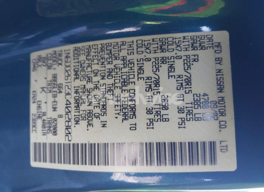 Photo 9 of 2003 Nissan Frontier XE (VIN 1N6DD26T23C402802)