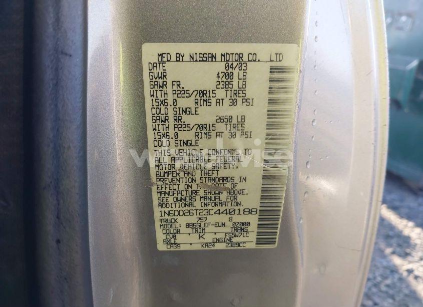 Photo 9 of 2003 Nissan Frontier STANDARD (VIN 1N6DD26T23C440188)