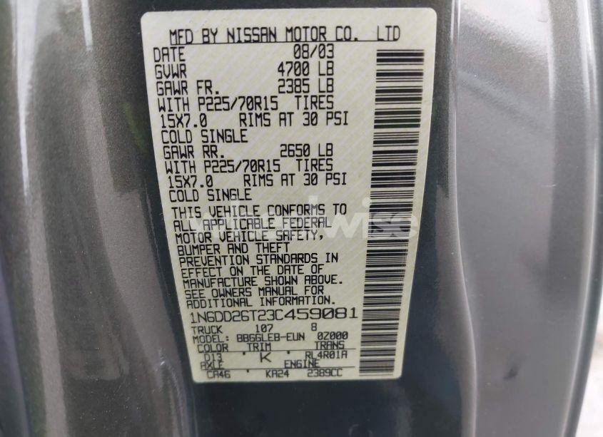 Photo 9 of 2003 Nissan Frontier XE (VIN 1N6DD26T23C459081)