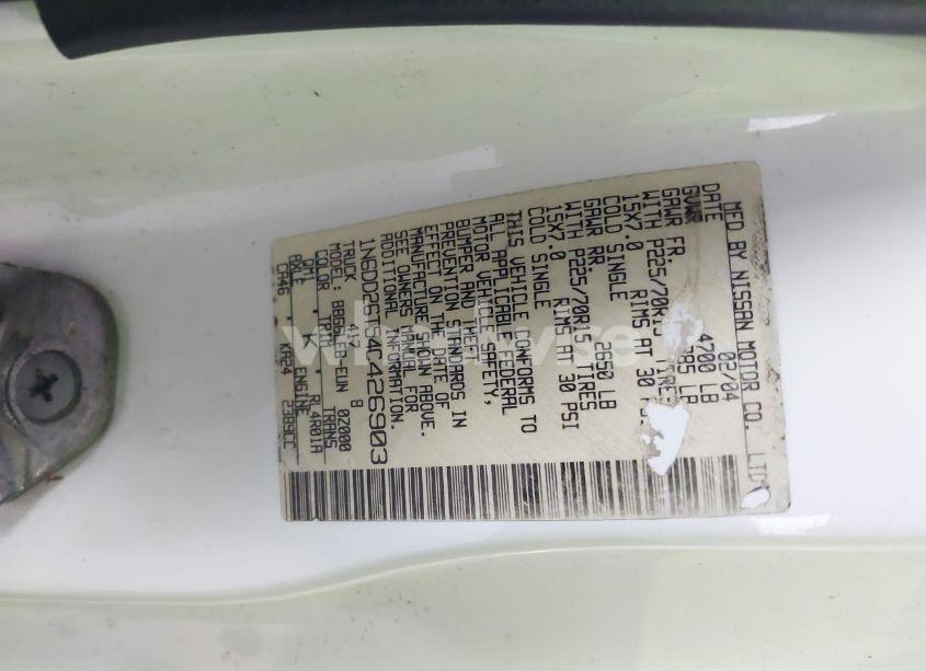 Photo 9 of 2004 Nissan Frontier XE (VIN 1N6DD26T54C426903)