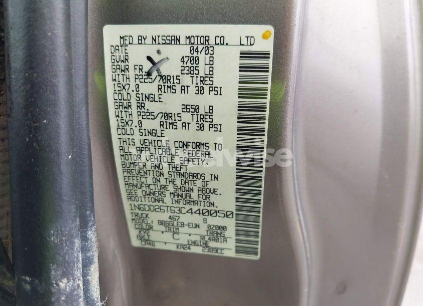 Photo 9 of 2003 Nissan Frontier XE (VIN 1N6DD26T63C440050)