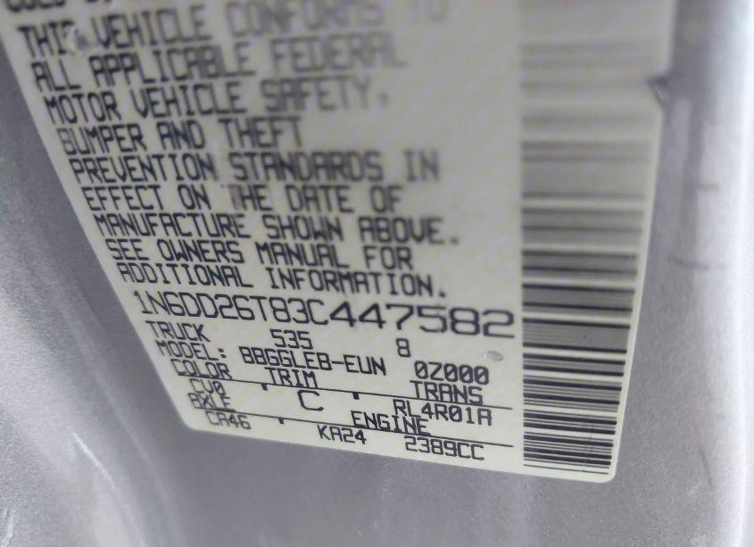 Photo 9 of 2003 Nissan Frontier XE (VIN 1N6DD26T83C447582)