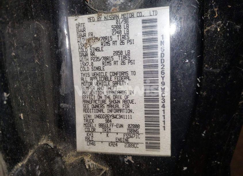 Photo 9 of 1998 Nissan Frontier SE/XE (VIN 1N6DD26Y9WC341111)