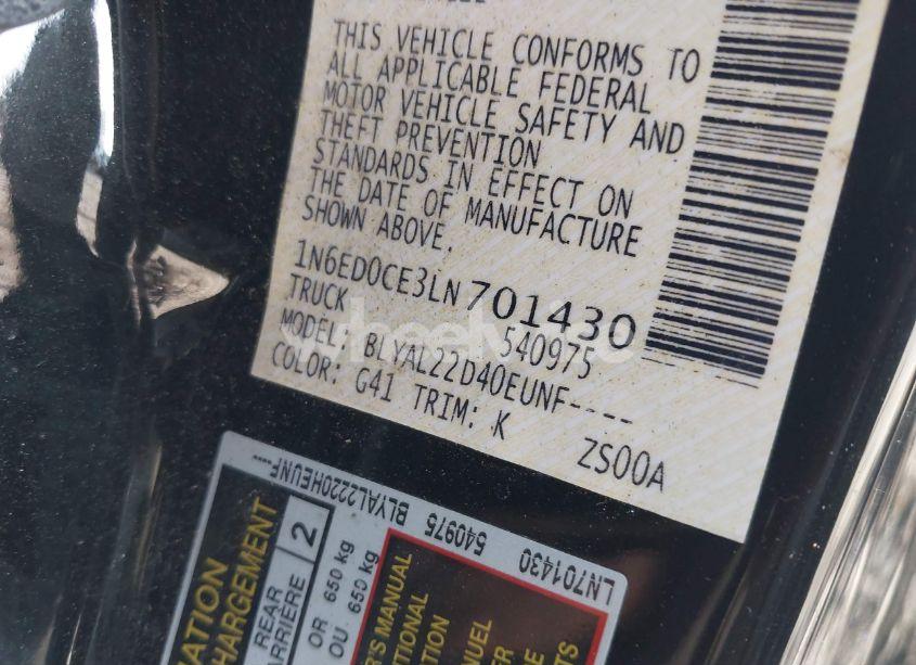 Photo 9 of 2020 Nissan Frontier SV 4X2 (VIN 1N6ED0CE3LN701430)