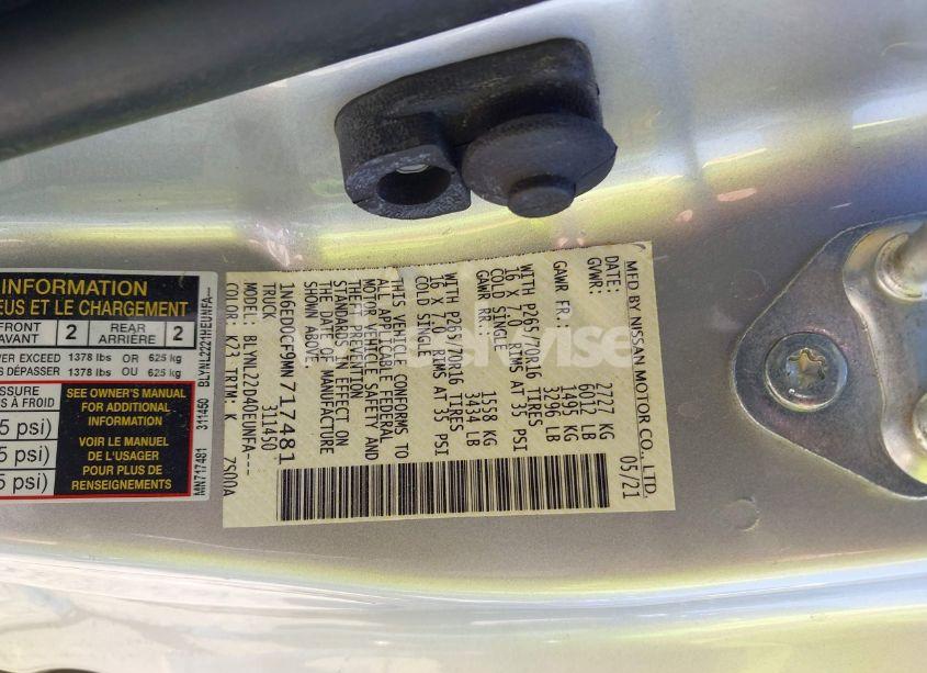 Photo 9 of 2021 Nissan Frontier KING CAB SV 4X4 (VIN 1N6ED0CF9MN717481)