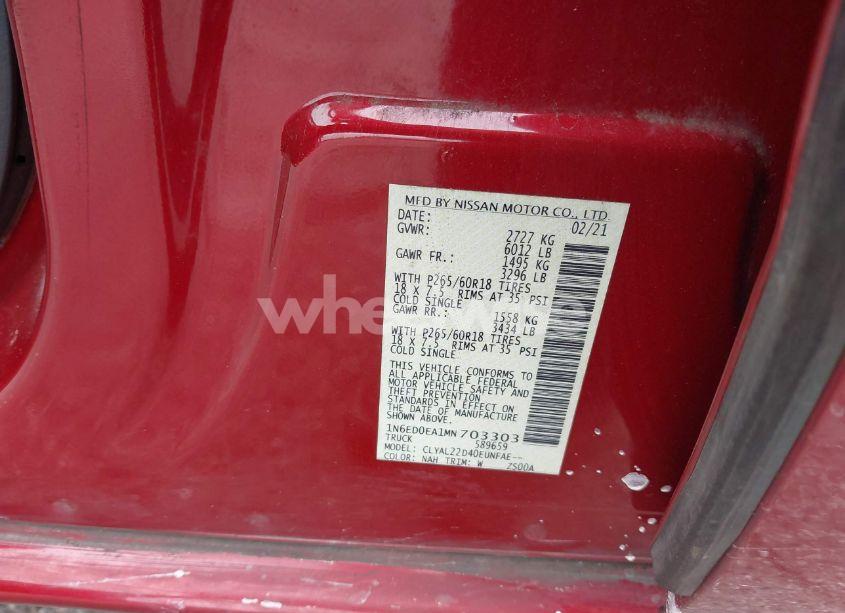 Photo 9 of 2021 Nissan Frontier SV 4X2 (VIN 1N6ED0EA1MN703303)