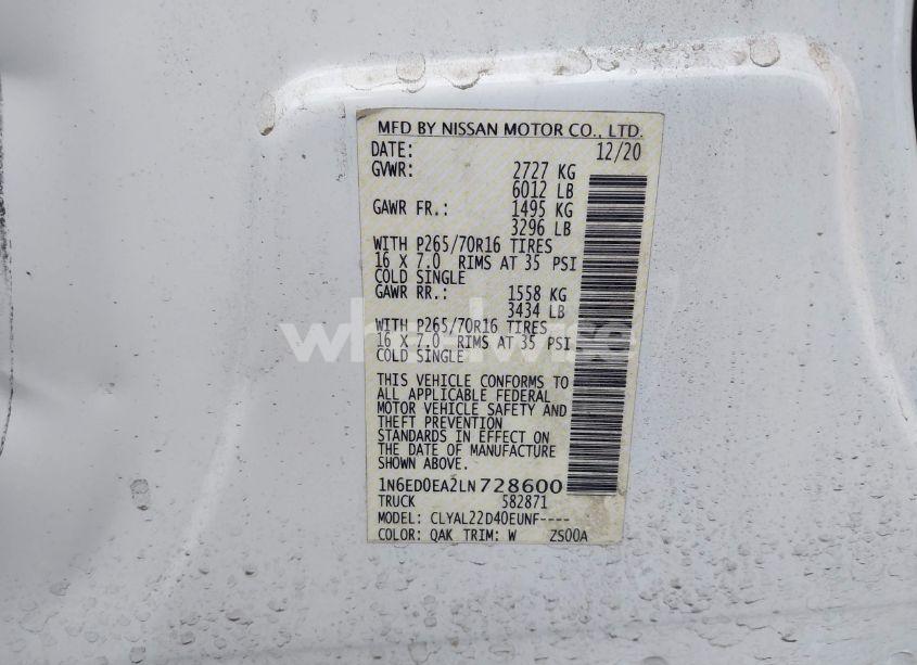 Photo 9 of 2020 Nissan Frontier SV 4X2 (VIN 1N6ED0EA2LN728600)