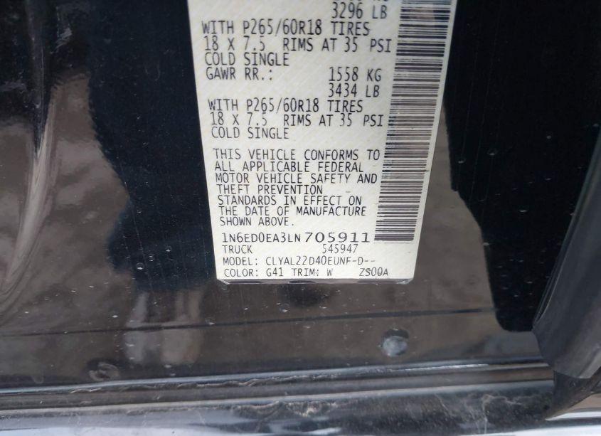 Photo 9 of 2020 Nissan Frontier SV 4X2 (VIN 1N6ED0EA3LN705911)