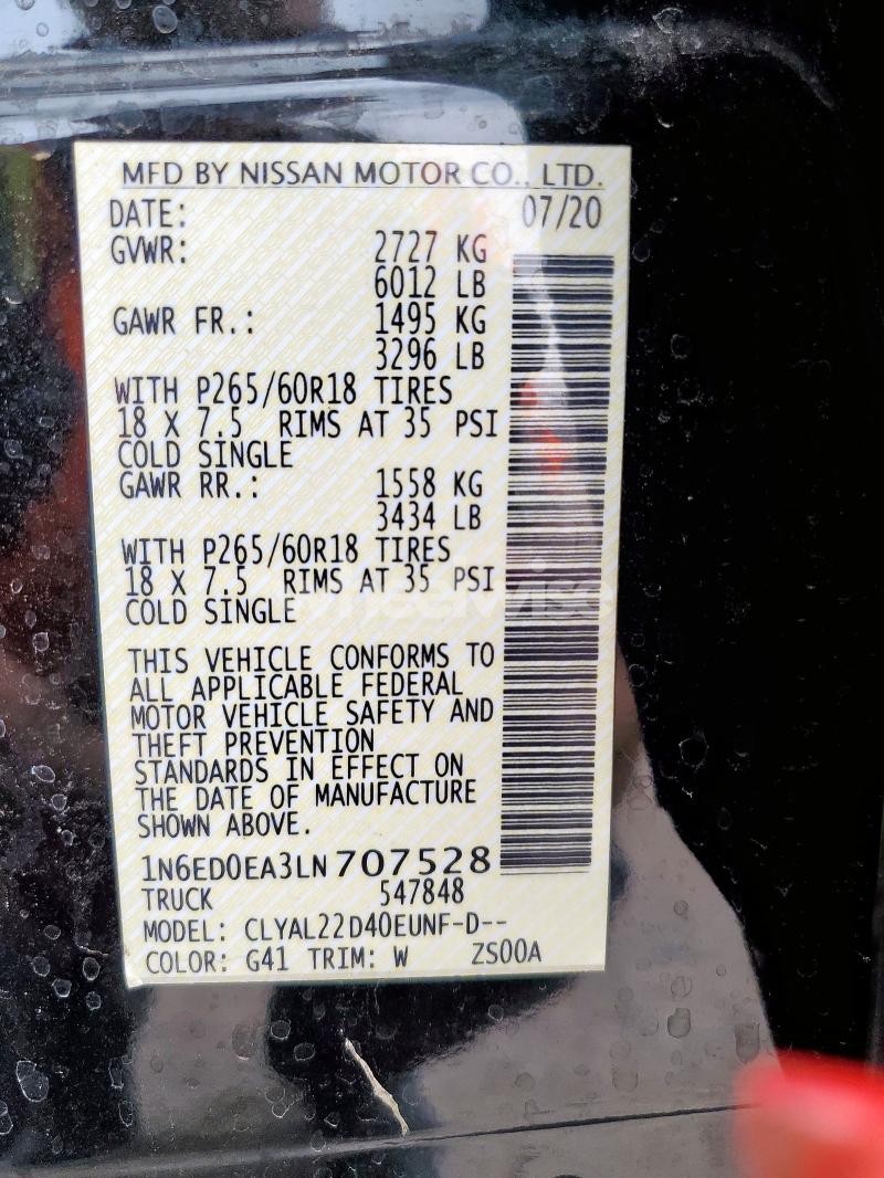 Photo 9 of 2020 NISSAN FRONTIER S (VIN 1N6ED0EA3LN707528)