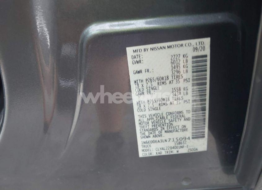 Photo 9 of 2020 Nissan Frontier SV 4X2 (VIN 1N6ED0EA3LN715094)