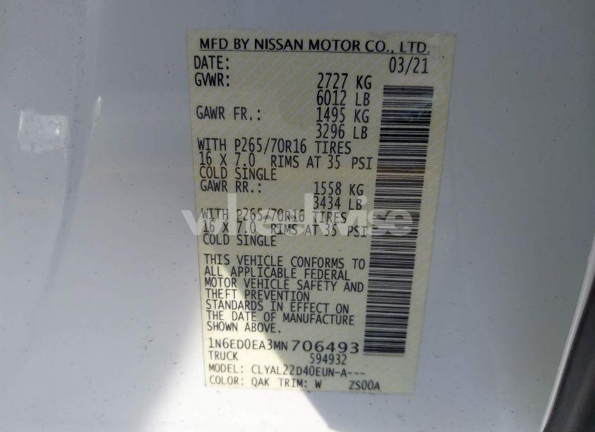 Photo 9 of 2021 Nissan Frontier SV 4X2 (VIN 1N6ED0EA3MN706493)