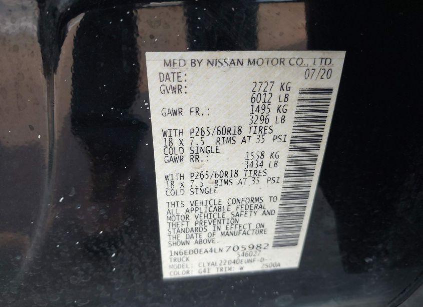 Photo 9 of 2020 Nissan Frontier SV 4X2 (VIN 1N6ED0EA4LN705982)