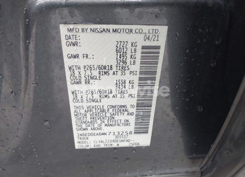 Photo 9 of 2021 Nissan Frontier SV 4X2 (VIN 1N6ED0EA6MN713258)