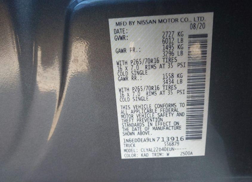 Photo 9 of 2020 Nissan Frontier SV 4X2 (VIN 1N6ED0EA9LN713916)