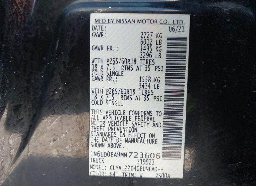 Photo 9 of 2021 Nissan Frontier SV 4X2 (VIN 1N6ED0EA9MN723606)